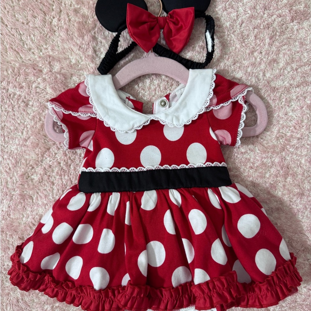 Disney Red Polka Dot Costume Dress with Mouse Ears and Bow